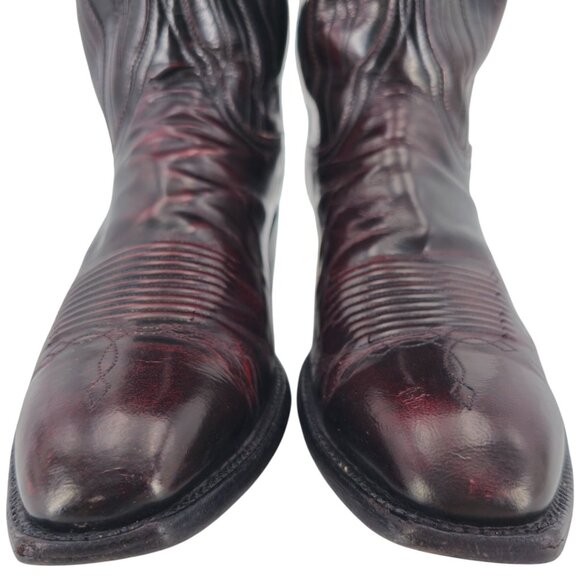 Lucchese Classics Black Cherry Goat Leather Cowboy Boots Mens 10D French Toe - Picture 11 of 14